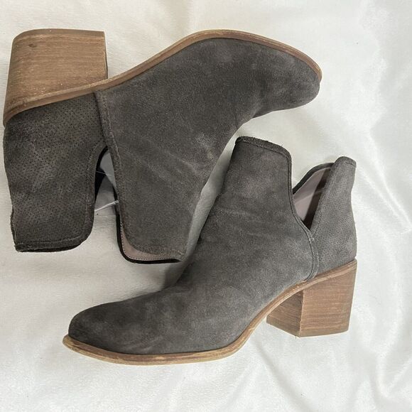 Hinge Ankle Boots Size 12 M Gray Booties Block Heel 58665 Boho Western Minimal - Picture 8 of 9